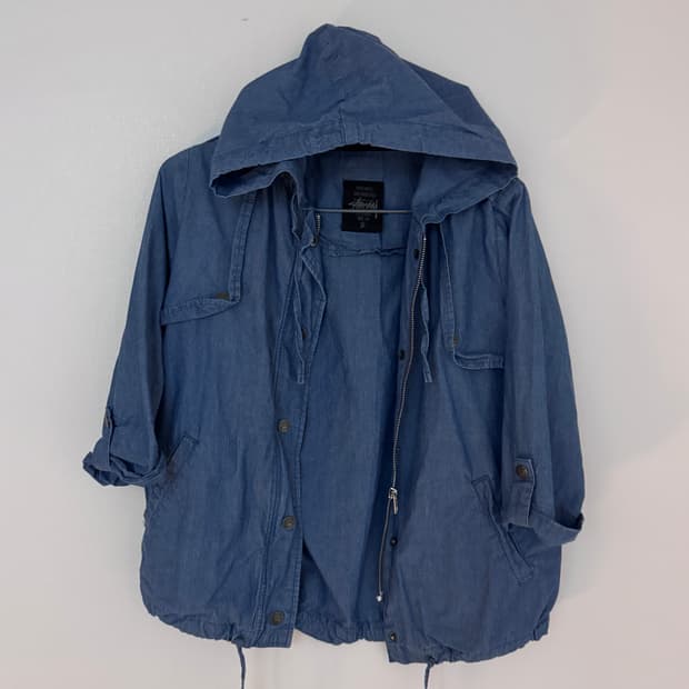 Stussy 스투시 리넨 데님 후드 셔츠 S