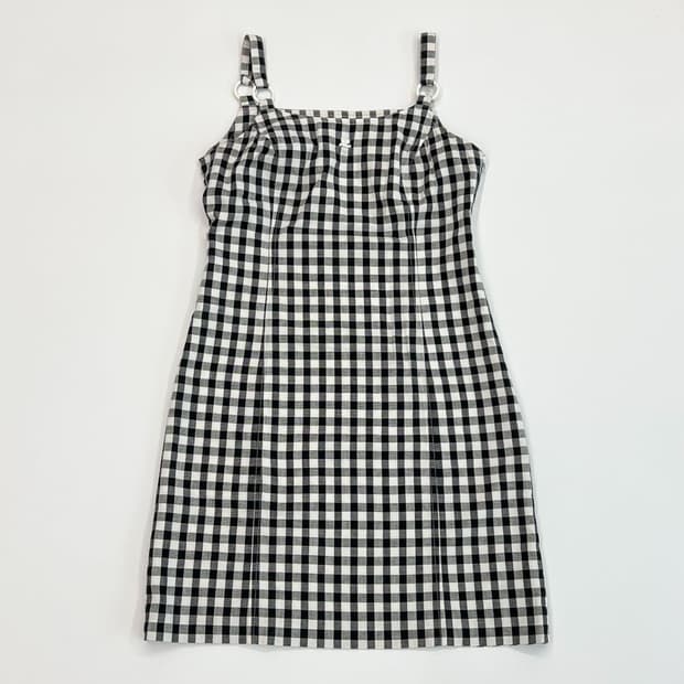 courreges / 꾸레쥬 블랙 체크 원피스 