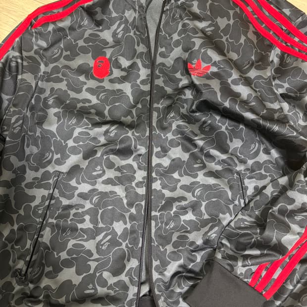 아디다스 x 베이프 올오버 프린트 트랙 탑 블랙 XL