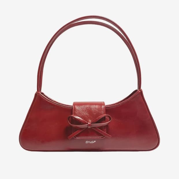 티티맙 리본 스몰 바게트백 레드