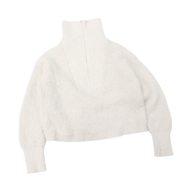 로리즈팜 아이보리 하프집업 청키 크롭 니트