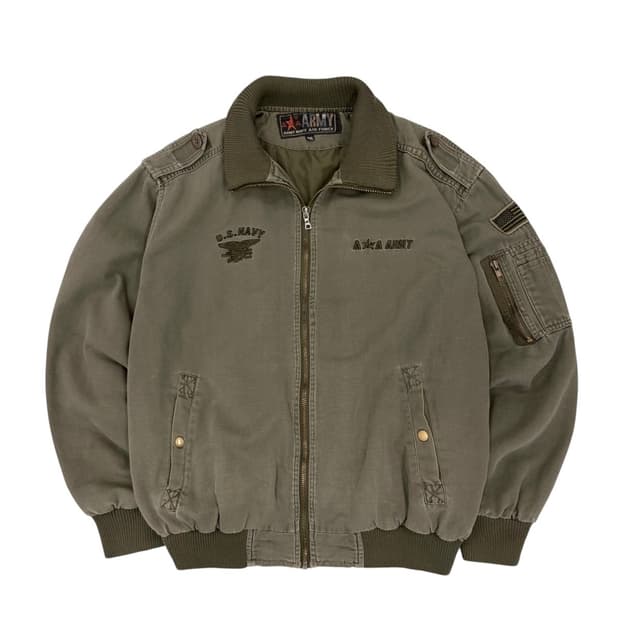 US NAVY 미군 밀리터리 자켓 카키 (2XL)