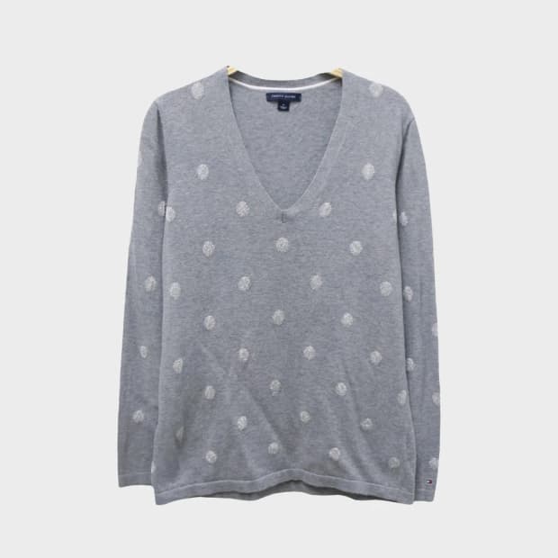 타미힐피거 도트 브이넥 니트 62045