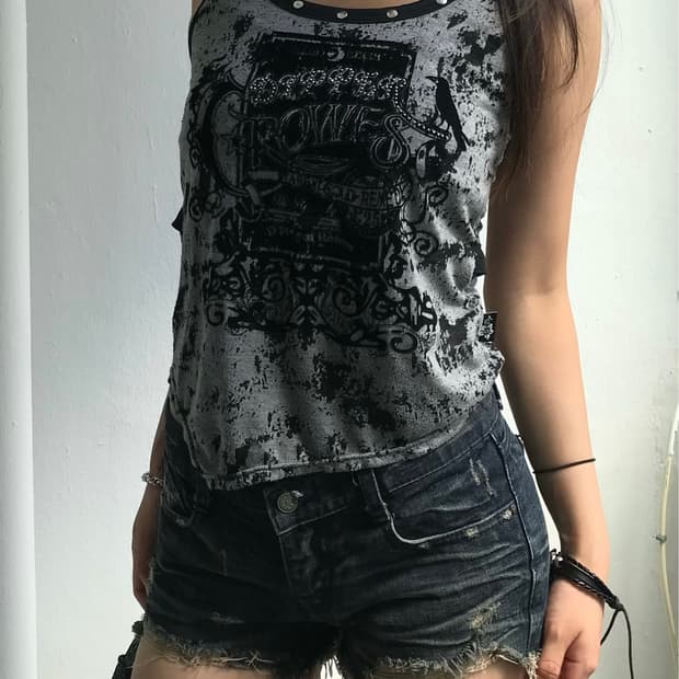 Studded Graphic Tank Top