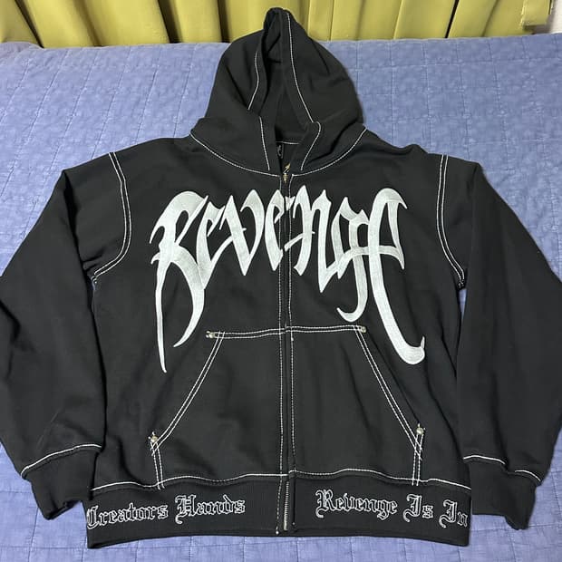 리벤지 Kill 후드 집업 블랙/화이트
