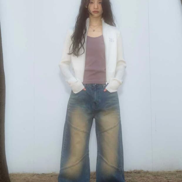 애즈온 taffy washing pants denim 타피 워싱 팬츠