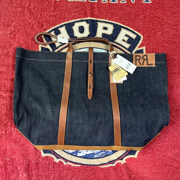 RRL 레더 트림 데님 토트백 더블알엘 가방 