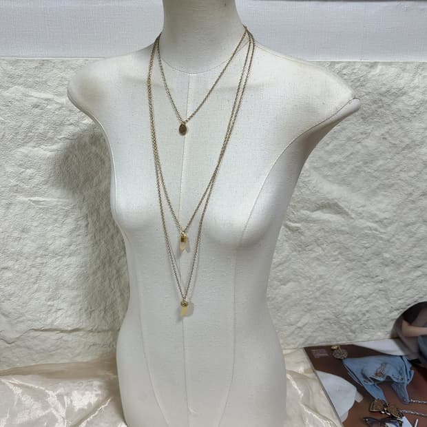 빈티지 해머링 오리에탈 치아 레이어드 목걸이