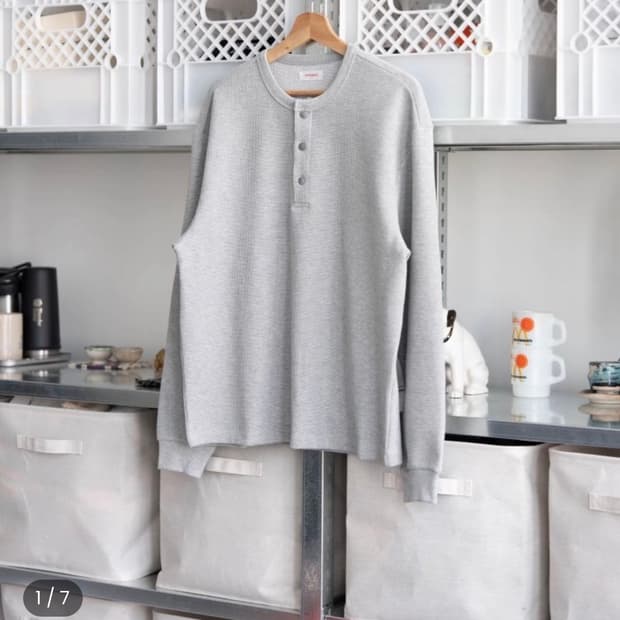 에브리원 와플헨리넥 헤더그레이 2사이즈