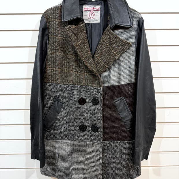 Harris Tweed 해리스트위드 레더 울 코트