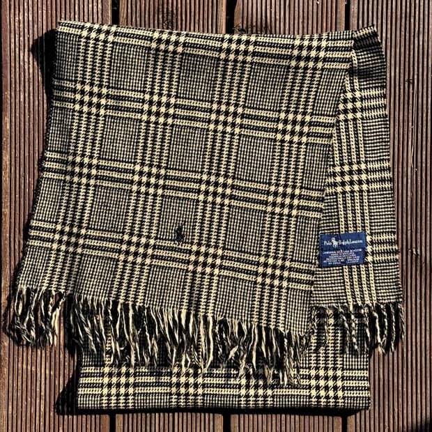 90s 폴로 랄프로렌 하운드 체크 램스울 머플러