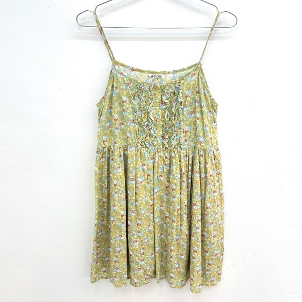 Light green floral strap dress
