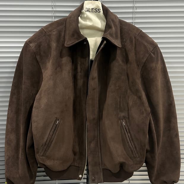[0]GLESS 글레스 스웨이드 봄버 딥브라운