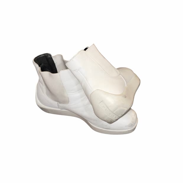 Prada White Leather Chelsea Boots