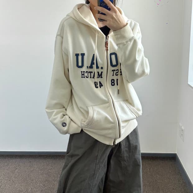 Who A U 후아유 아이보리 후드집업