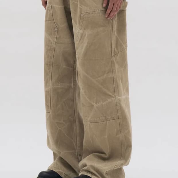 와이드 더블니 카펜터 팬츠 [VINTAGE BEIGE] - 감마갤러리