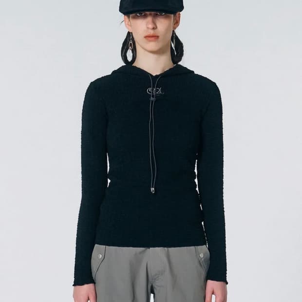 스컬프터 E-string Crinkle Hoodie Black