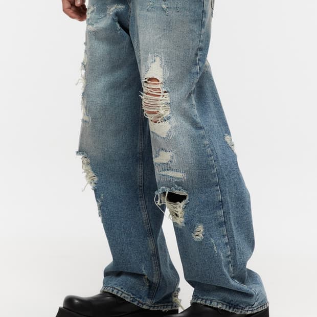 DNSR 찢청 데미지 워싱 데님 L 새상품 정가 124,000