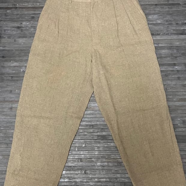 Beige wide wool slacks