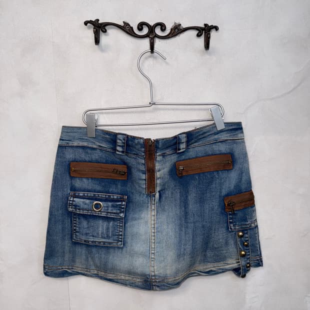 Washing denim western detail cargo sk 