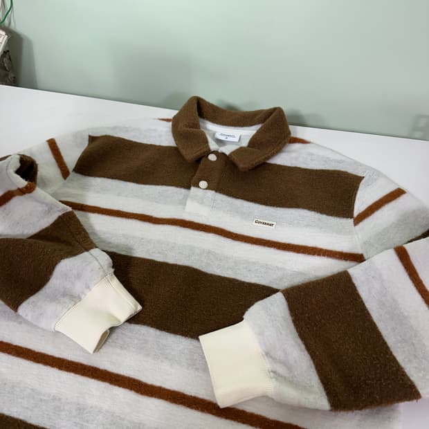 M-L 커버낫 오버핏 카라넥 단가라 부클니트