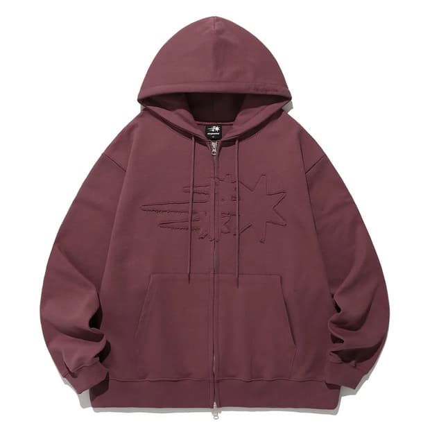 나이스고스트클럽 후드집업 버건디 S