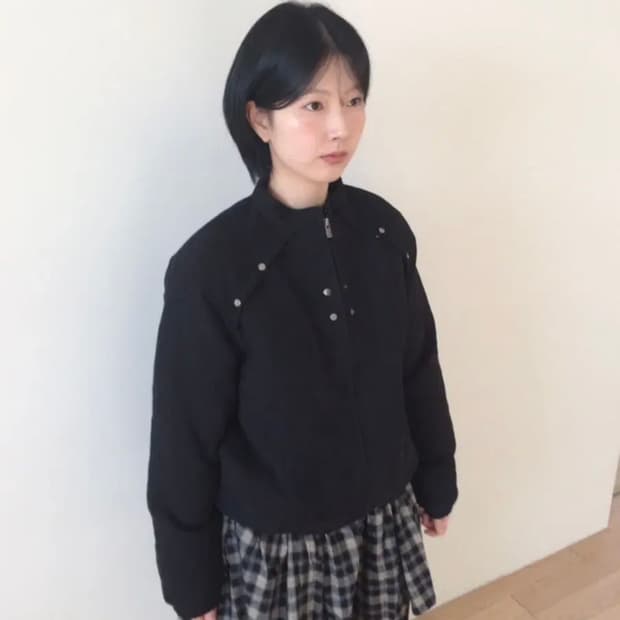 회렌 캐스팅 누빔 점퍼 블랙 웨스턴 자켓 