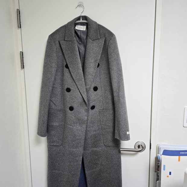 TIME 타임 지블링 캐시미어 100프로 더블 롱 코트