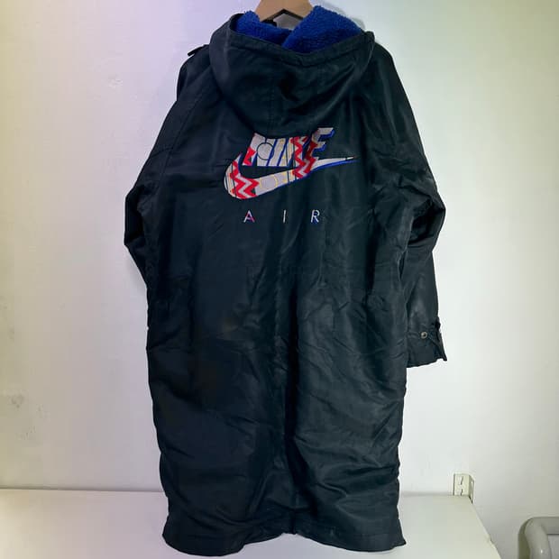 L-XL 나이키 블랙 오버핏 레인보우로고 롱 후드돕바