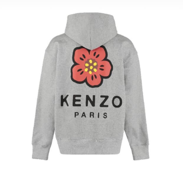 22FW 플라워 백로고 프린팅 기모후드티