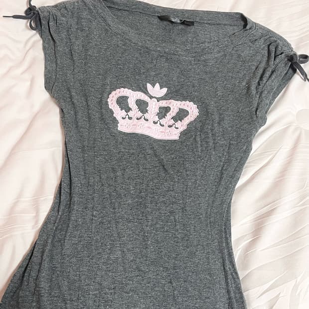 아디다스 미시엘리엇 회핑 그레이 + 연핑크 딸기우유 왕관 셔링 반팔티