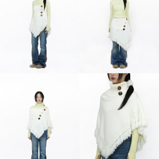 어스지구 MULTIWAY KNIT PONCHO (IVORY)