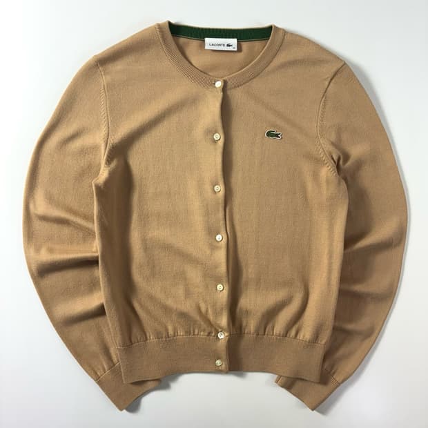 Lacoste  라코스테 코튼 베이지 라운드 니트 가디건 