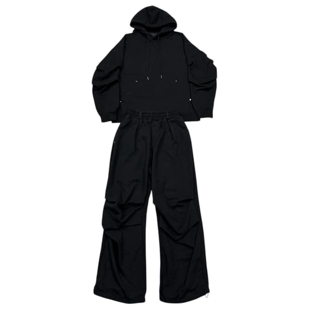 트리밍버드 리벳 스웻 후드 셋업 세트 블랙