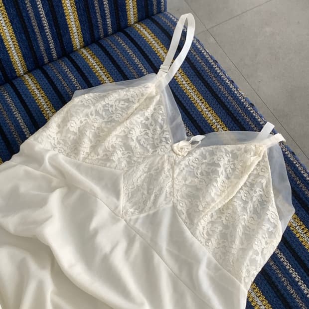 ivory double slip dress