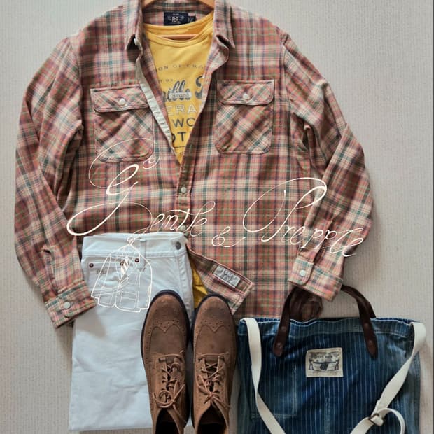 RRL 플래드 트윌코튼 캠프셔츠 