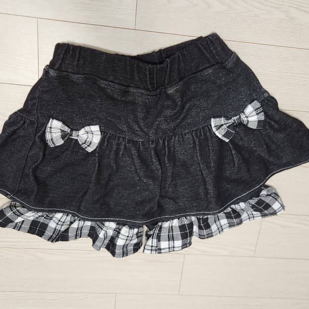 고스로리 갸루 체크 리본 레이스 치마바지