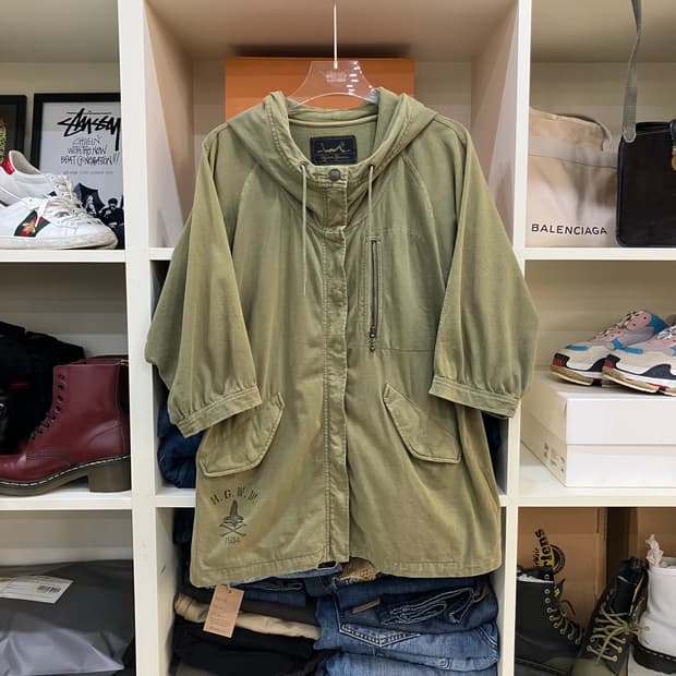 히스테릭글래머 카키 후드 야상 자켓