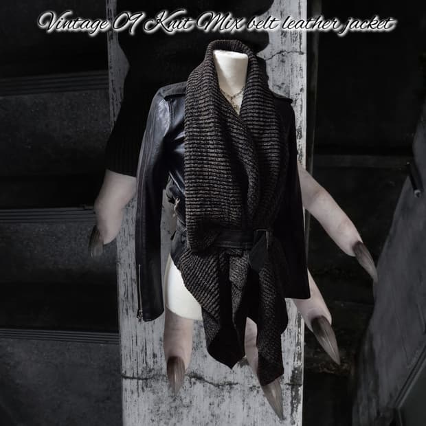 Vintage 09 Knit Mix belt leather jacket