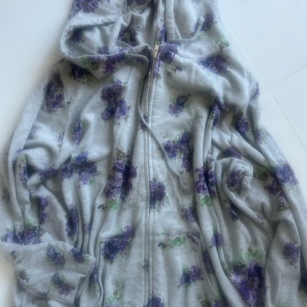 빈티지 플라워 패턴 원피스 후드집업