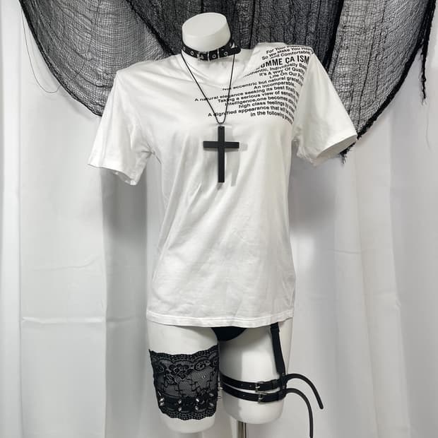 white lettering t-shirt