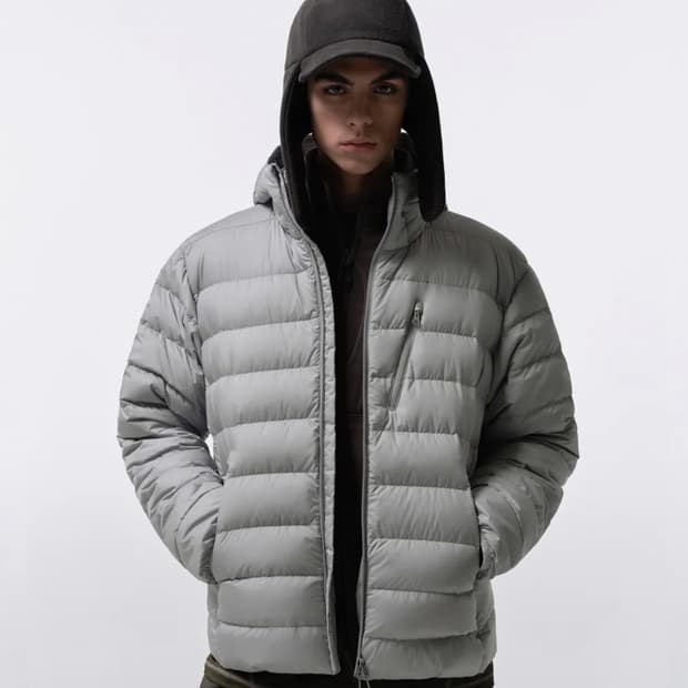 무신사 스탠다드 시티 레저 후디드 라이트 다운 재킷 라이트 그레이 L