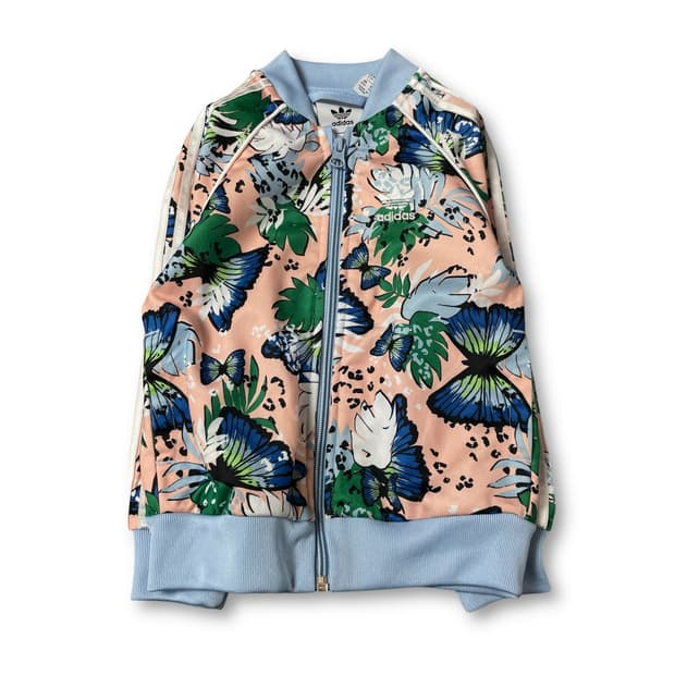 아디다스 키즈 버터플라이 플라워 프린팅 코랄 트랙탑 져지 95