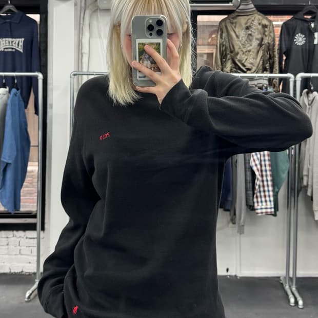 폴로 랄프로렌 스몰로고 와플 롱슬리브