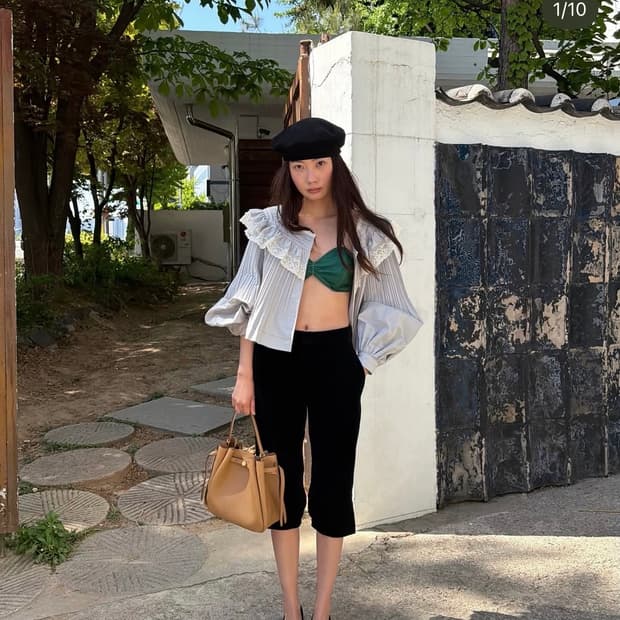 인플루언서 박민주픽 망고 벨트 카프리 팬츠