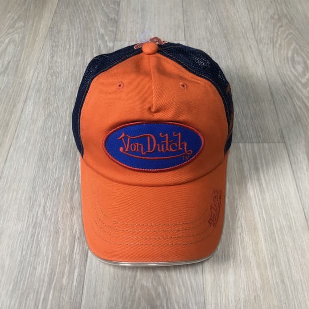 (OS) 00's 새상품 본더치 Von Dutch 오렌지 트러커 메쉬캡