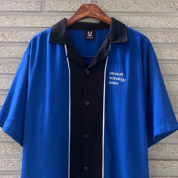 [L]90's USA 빈티지 마이크로소프트 테크놀로지 센터 볼링 셔츠