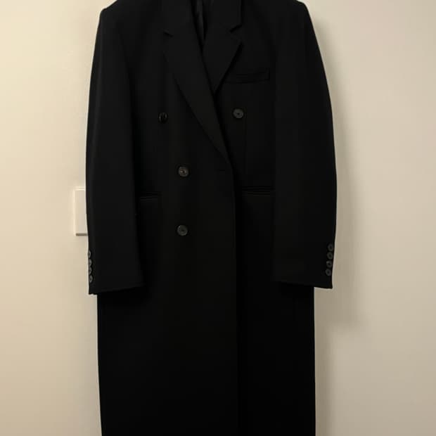 엘무드 그레이웨일 펠트로 더블 코트 블랙 48사이즈