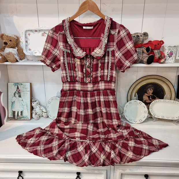 AXES femme 악세스팜므 빈티지 체크 프릴 원피스