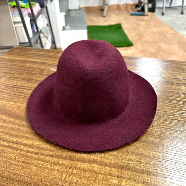 울 모직 100% 버건디 페도라